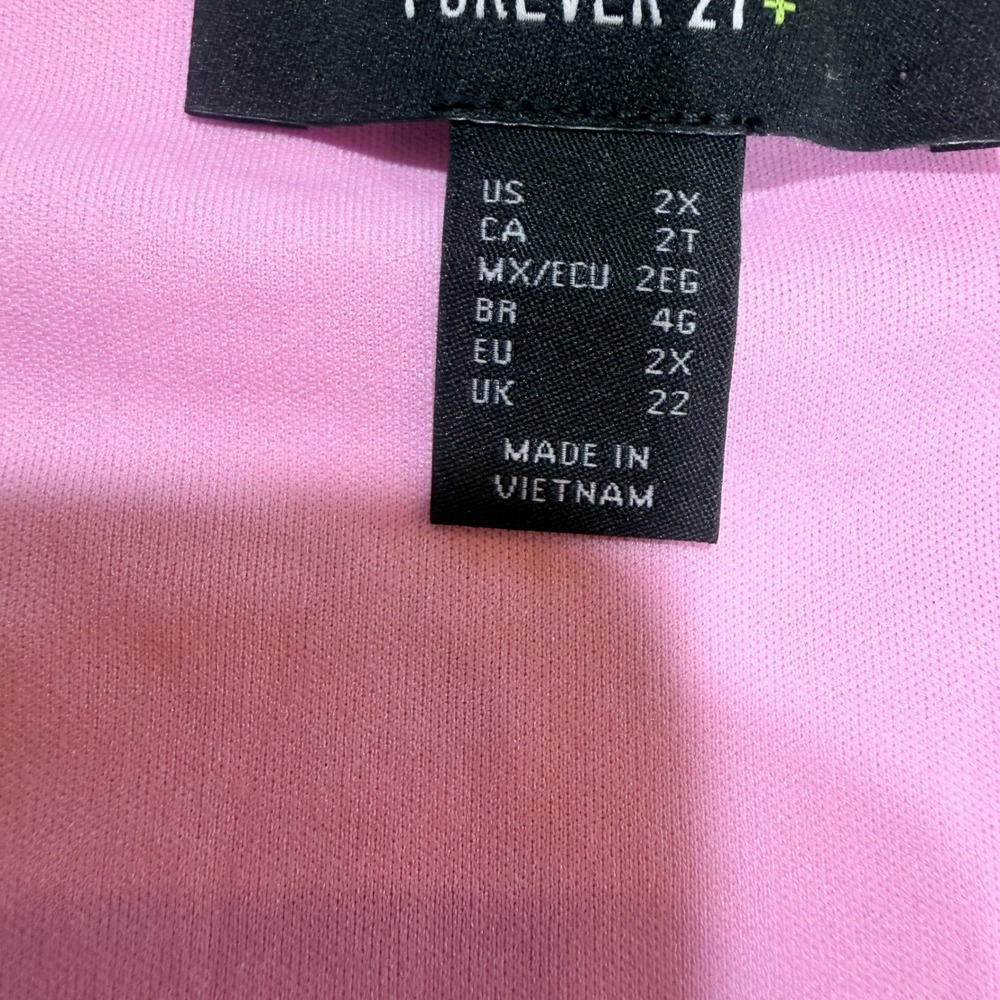 Forever 21 Plus Mesh Mini Dress Size 2X Pink Floral Stretch Coquette Cottagecore - Picture 3 of 9
